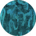 Round Persian Turquoise Bohemian Rug, abs1117turq