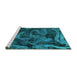 Sideview of Machine Washable Persian Turquoise Bohemian Area Rugs, wshabs1117turq