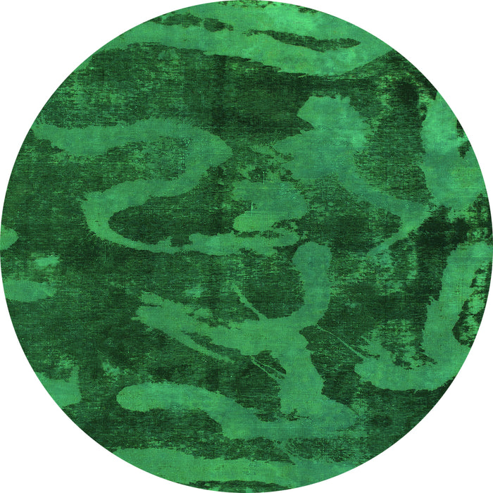 Round Persian Green Bohemian Rug, abs1117grn