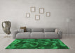 Machine Washable Persian Green Bohemian Area Rugs in a Living Room,, wshabs1117grn
