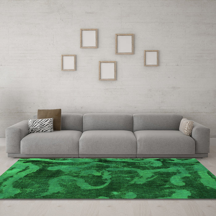 Machine Washable Persian Green Bohemian Area Rugs in a Living Room,, wshabs1117grn