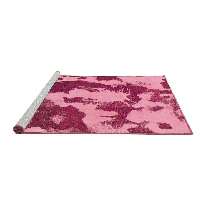 Sideview of Machine Washable Abstract Hot Pink Rug, wshabs1118