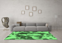 Machine Washable Abstract Emerald Green Modern Rug, wshabs1118emgrn