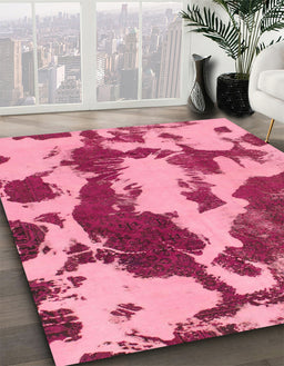 Abstract Hot Pink Modern Rug in Family Room, abs1118