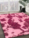 Abstract Hot Pink Modern Rug in Family Room, abs1118