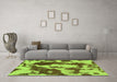 Machine Washable Abstract Green Modern Area Rugs in a Living Room,, wshabs1118grn