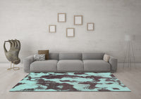 Machine Washable Abstract Turquoise Modern Rug, wshabs1118turq