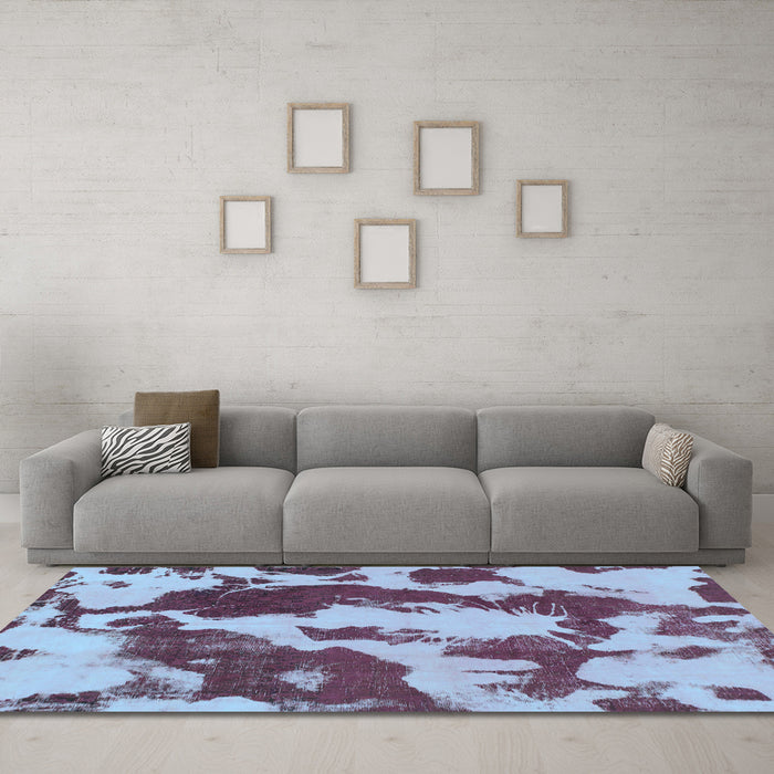Machine Washable Abstract Light Blue Modern Rug in a Living Room, wshabs1118lblu