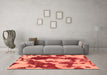 Machine Washable Abstract Orange Modern Area Rugs in a Living Room, wshabs1118org