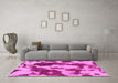 Machine Washable Abstract Pink Modern Rug in a Living Room, wshabs1118pnk