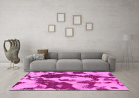 Machine Washable Abstract Pink Modern Rug, wshabs1118pnk