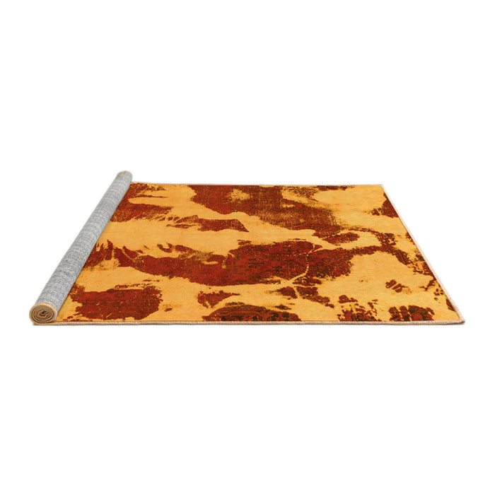 Sideview of Machine Washable Abstract Yellow Modern Rug, wshabs1118yw