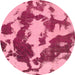 Round Machine Washable Abstract Hot Pink Rug, wshabs1118