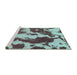 Sideview of Machine Washable Abstract Turquoise Modern Area Rugs, wshabs1118turq