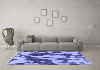 Machine Washable Abstract Blue Modern Rug, wshabs1118blu