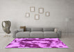 Machine Washable Abstract Purple Modern Area Rugs in a Living Room, wshabs1118pur