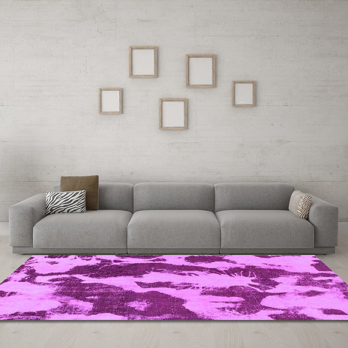 Machine Washable Abstract Purple Modern Area Rugs in a Living Room, wshabs1118pur