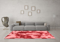 Machine Washable Abstract Red Modern Rug, wshabs1118red