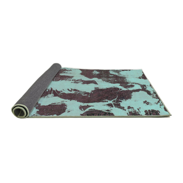 Sideview of Abstract Turquoise Modern Rug, abs1118turq