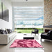 Square Machine Washable Abstract Hot Pink Rug in a Living Room, wshabs1118