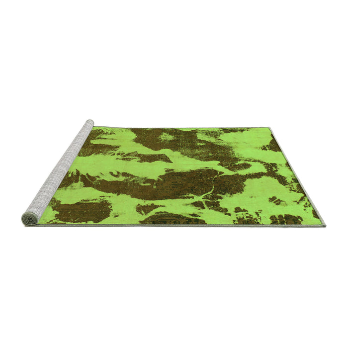 Sideview of Machine Washable Abstract Green Modern Area Rugs, wshabs1118grn