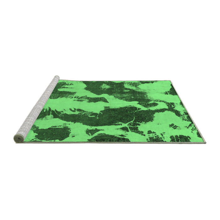 Sideview of Machine Washable Abstract Emerald Green Modern Area Rugs, wshabs1118emgrn