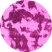 Round Machine Washable Abstract Pink Modern Rug, wshabs1118pnk