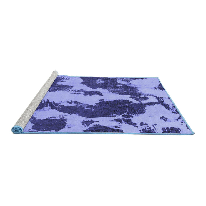 Sideview of Machine Washable Abstract Blue Modern Rug, wshabs1118blu