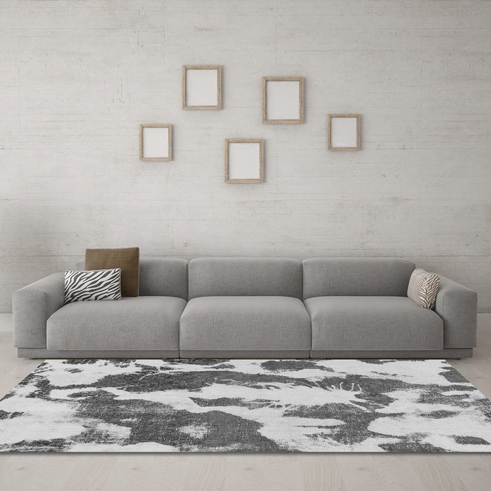 Machine Washable Abstract Gray Modern Rug in a Living Room,, wshabs1118gry