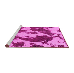 Sideview of Machine Washable Abstract Pink Modern Rug, wshabs1118pnk