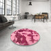 Abstract Hot Pink Modern Rug in a Kitchen, abs1118