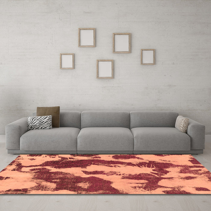 Machine Washable Abstract Brown Modern Rug in a Living Room,, wshabs1118brn