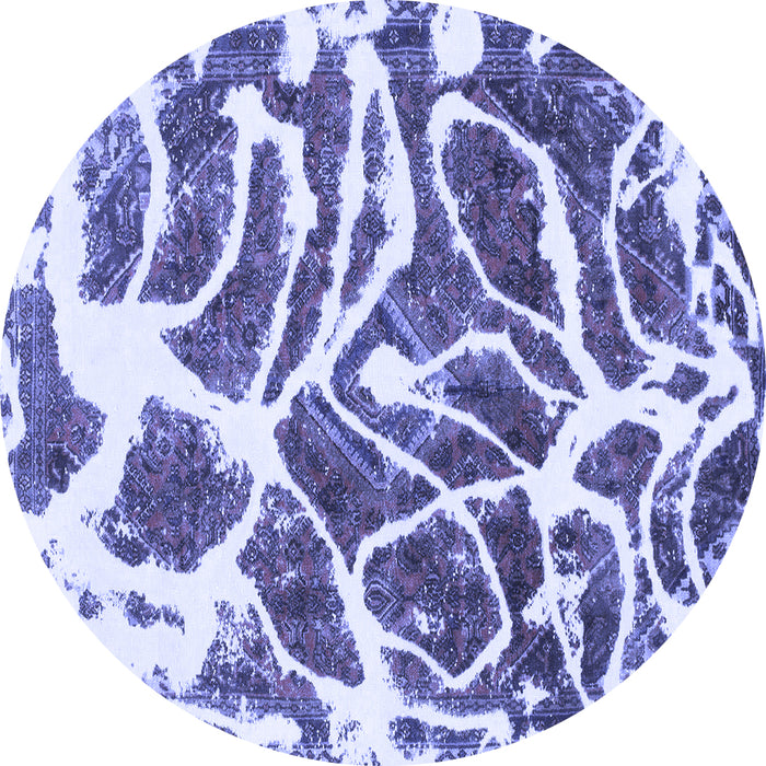 Round Machine Washable Abstract Blue Modern Rug, wshabs1119blu