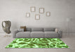 Machine Washable Abstract Green Modern Area Rugs in a Living Room,, wshabs1119grn