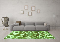 Machine Washable Abstract Green Modern Rug, wshabs1119grn