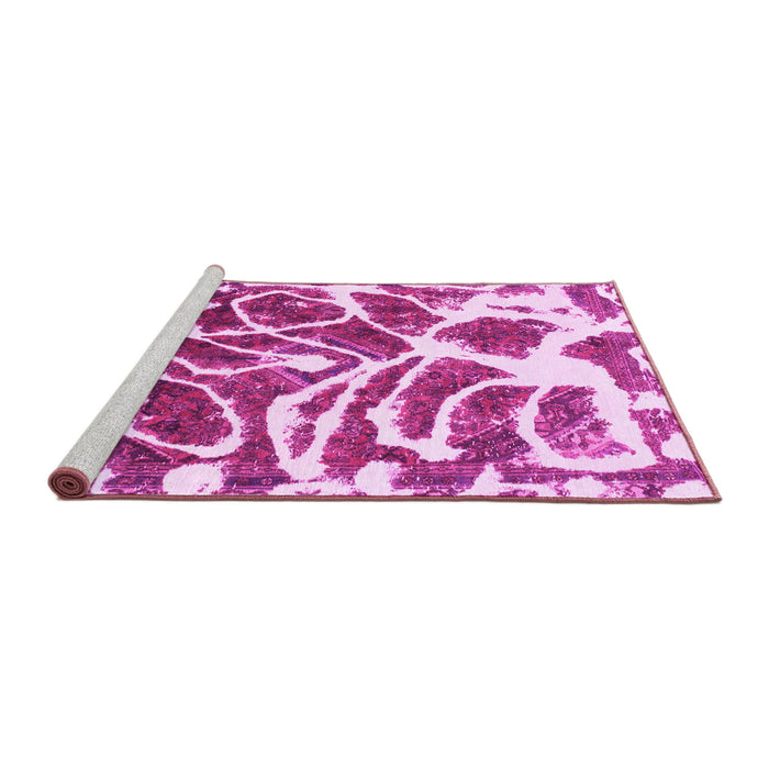 Sideview of Machine Washable Abstract Pink Modern Rug, wshabs1119pnk