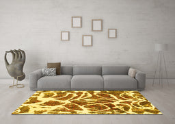 Machine Washable Abstract Yellow Modern Rug in a Living Room, wshabs1119yw