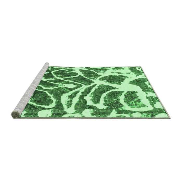 Sideview of Machine Washable Abstract Emerald Green Modern Area Rugs, wshabs1119emgrn