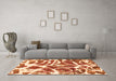 Machine Washable Abstract Orange Modern Area Rugs in a Living Room, wshabs1119org