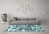 Machine Washable Abstract Light Blue Modern Rug, wshabs1119lblu