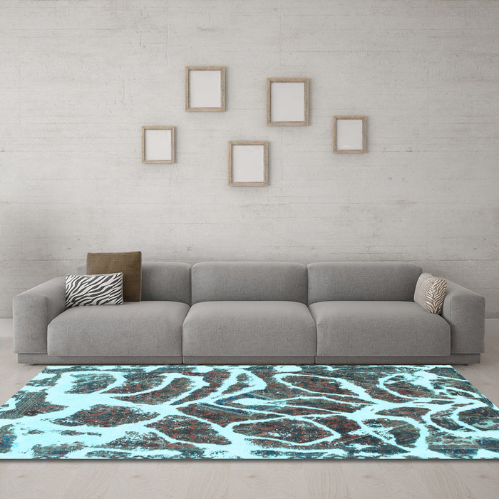 Machine Washable Abstract Light Blue Modern Rug in a Living Room, wshabs1119lblu