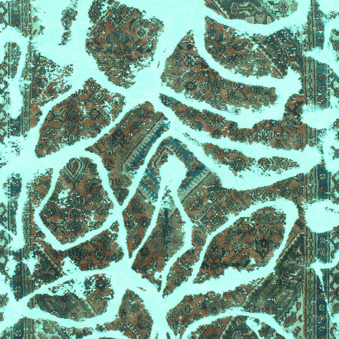 Machine Washable Abstract Turquoise Modern Area Rugs, wshabs1119turq