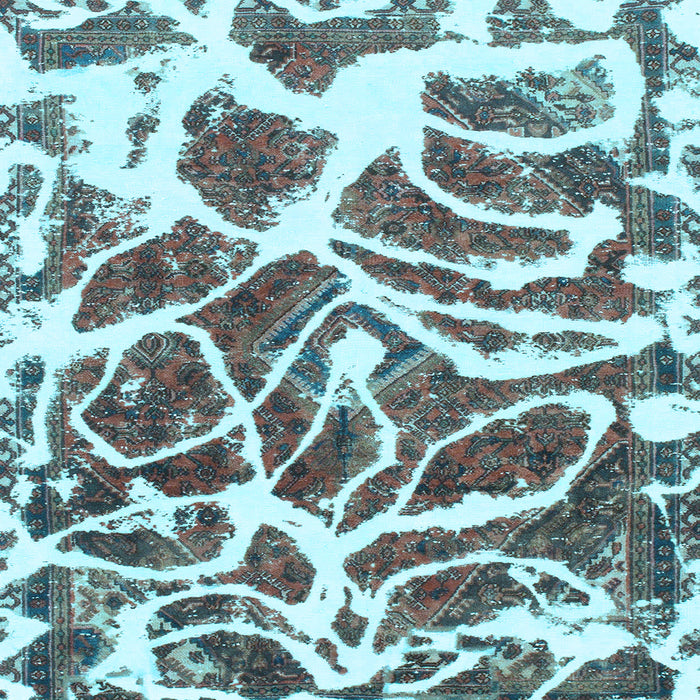 Square Machine Washable Abstract Light Blue Modern Rug, wshabs1119lblu