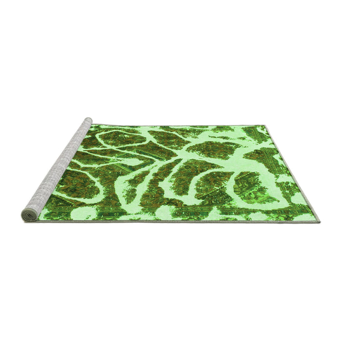Sideview of Machine Washable Abstract Green Modern Area Rugs, wshabs1119grn