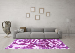 Machine Washable Abstract Purple Modern Area Rugs in a Living Room, wshabs1119pur