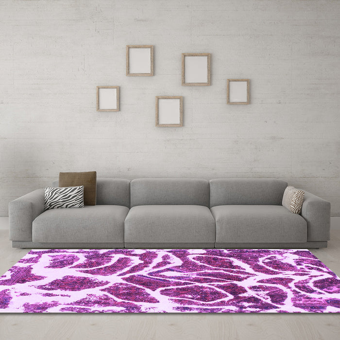 Machine Washable Abstract Purple Modern Area Rugs in a Living Room, wshabs1119pur