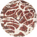 Round Machine Washable Abstract Brown Red Rug, wshabs1119