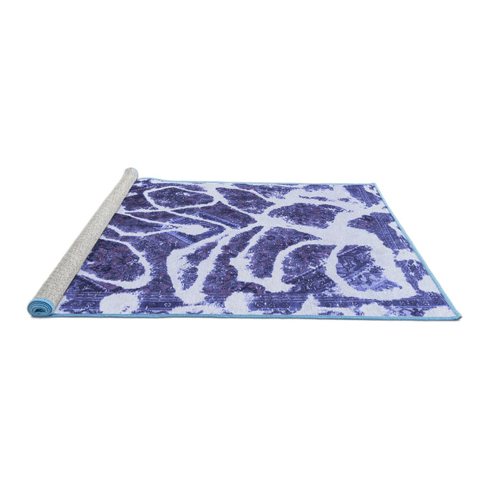Sideview of Machine Washable Abstract Blue Modern Rug, wshabs1119blu