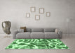 Machine Washable Abstract Emerald Green Modern Area Rugs in a Living Room,, wshabs1119emgrn