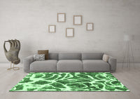 Machine Washable Abstract Emerald Green Modern Rug, wshabs1119emgrn